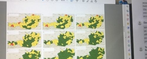 Das Bild zeigt den zeitlichen COVID-19-Verlauf in Österreich nach Bezirken auf Basis eines Ampelmodells. Ampel: www.csh.ac.at